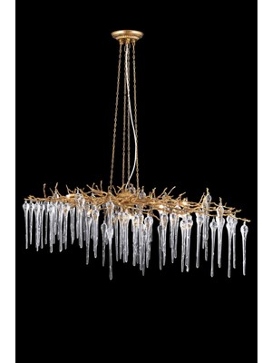 AVONNI AV-4168-12BSA-YM Sarı Boyalı Klasik Avize G4 Metal Kristal 130x55cm