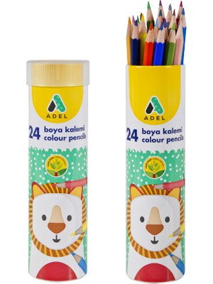 Adel 24 Parça Kuru Boya Kalemi Seti Turuncu Metal Tüp Parlak Renkler Kırılmaya Dayanıklı