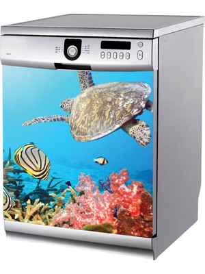 Tilki Dünyası Deniz Altı Manzarası Bulaşık Makinası Stickerı