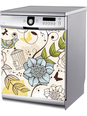 Tilki Dünyası Floral Bulaşık Makinası Stickerı