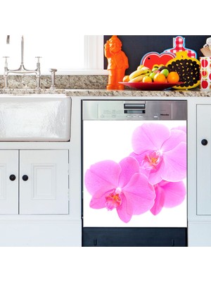 Tilki Dünyası Pembe Menekşeler Bulaşık Makinası Kapak Stickerı