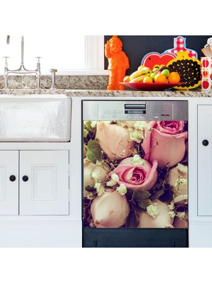 Tilki Dünyası Gonca Güller Bulaşık Makinası Kapak Stickerı