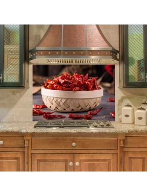 Tilki Dünyası Mutfak Ocağı Arkası Kırmızı Kuru Biber Sticker