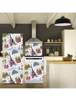 Tilki Dünyası Paris Buzdolabı, Bulaşık Makinesi ve Ocak Arkası Set Yapışkanlı Folyo 0037