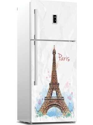 Tilki Dünyası Paris Desenli Buzdolabı Kapağı Kaplama Sticker 0141