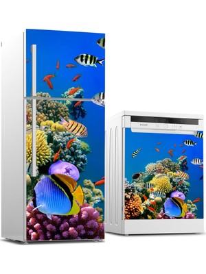 Tilki Dünyası Buzdolabı ve Bulaşık Makinesi Takım Sticker 0079