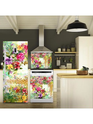 Tilki Dünyası Çiçek Bahçesi Buzdolabı, Bulaşık Makinesi ve Ocak Arkası Yapışkanlı Folyo 0043