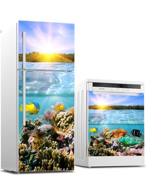 Tilki Dünyası Buzdolabı ve Bulaşık Makinesi Takım Sticker 0169