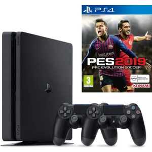 PS4 Slim 500Gb Oyun Konsolu + 2. PS4 Kol + PS4 Pes 19