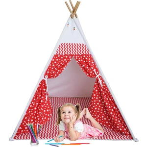 Pamuk %100 Ahşap Çocuk Oyun Çadırı Kızılderili Çadırı Oyun Evi Devrilmez