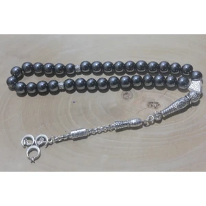 Rd Ekoavm Tek Püskül Üç Hilal Uçlu Küre Kesim  8 mm Hematit Tespih Tesbih Rdt1229