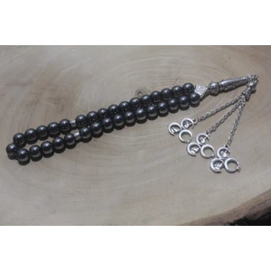 Rd Ekoavm Üç Püskül Üç Hilal Uçlu Küre Kesim  8 mm Hematit Tespih Tesbih Rdt1240