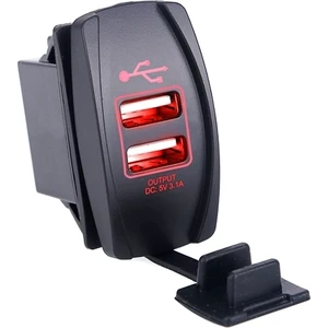 Oto Usb Şarj Soketi 5V 2.1A / 1A Kırmızı Işık
