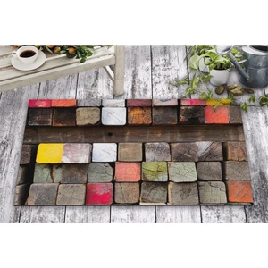 Olunca Renkli Tahtalar Tasarım Kapı Önü ve Ev İçi Paspas 45x75 cm