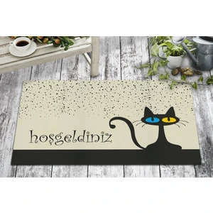 Olunca Sevimli Karşılama Kedi Tasarım Kapı Önü ve Ev İçi Paspas 45x75 cm