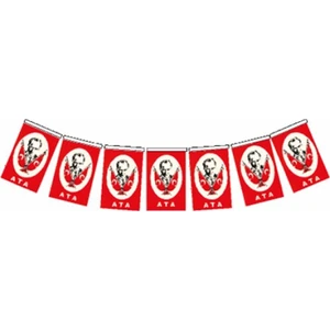 Mini Boy 8x5.5 cm İpli Kağıt Atatürklü Bayrak 50 li