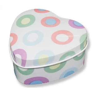 Mutlu Adım 12 Adet Yuvarlak Desenli Kalp Metal Kutu