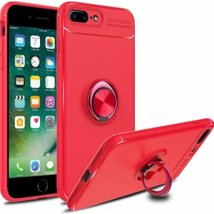 Case 4U Apple iPhone 7-8 Plus Kılıf Yüzüklü Darbeye Dayanıklı (Mıknatıslı Araç Tutucu Uyumlu) Kırmızı