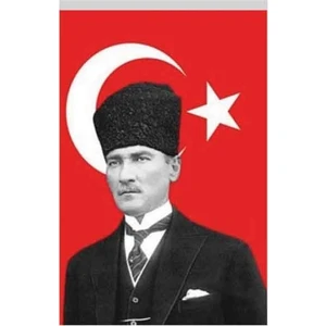 Bayrak Atatürk Ve Türk Bayrağı  100Cmx150Cm