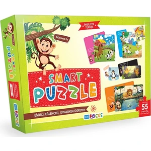 Blue Focus 55 Parça Smart Puzzle (10 Farklı Hayvan Puzzle)