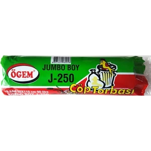 J-250 Jumbo Boy Çöp Torbası 80x110 cm 10'lu Rulo x 10 Paket = 100 Adet