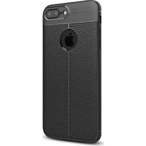 Apple iPhone 8 Plus Kılıf Niss Silikon Deri Görünümlü Arka Koruma Nano Siyah