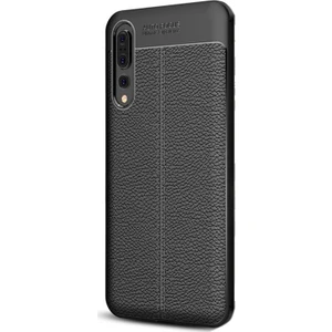Huawei P20 Pro Kılıf Niss Silikon Deri Görünümlü Arka Kapak Siyah