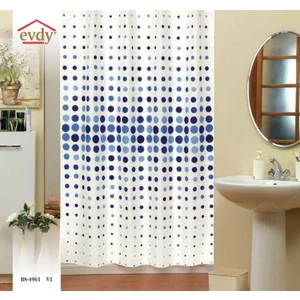 Banyo Perdesi 2x110x200 Çift Kanat Duş Perdesi Halka Hediyeli Duşakabin Perdesi 4961 Mavi