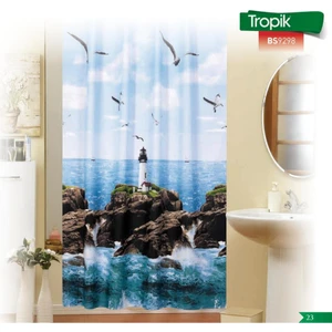 Banyo Perdesi 1x180x200 Tek Kanat Duş Perdesi Halka Hediyeli Duşakabin Perdesi 9298