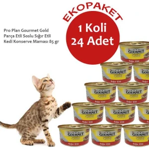 Gourmet Gold Parça Etli Soslu Sığır Etli Kedi Konservesi 24 Al 20 Öde
