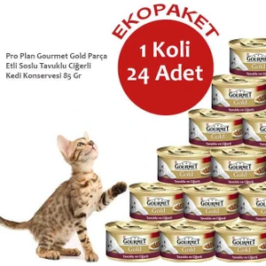 GourmetGold Etli Soslu Tavuklu Ciğerli Kedi Konservesi