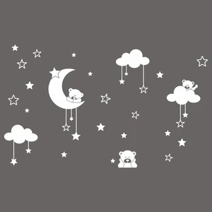 Areksan Reklam Duvar Sticker Ayıcıklı Yıldızlar ve Bulutlar