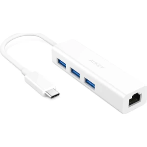 Aukey CB-C17 USB C to 3 Port USB 3.0 Hub Gigabit Ethernet Adaptör