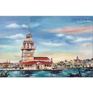 Yapışkanlı Pano/İstanbul, Kız Kulesi 33X48 Cm.