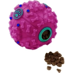 Bmpet Kabartmalı Kemik Ve Pati Desenli Sesli Öten Top 7 Cm Pembe
