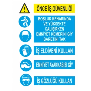 Sticker Master İş Güvenliği Talimat Uyarı Levhası Sticker Etiket Oto Motor Pc Etiket