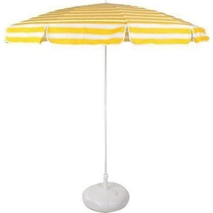 Plaj Şemsiyesi 200 Cm Sarı Çizgili Pamuklu Kumaş ( Bidonlu )