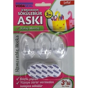 İz Bırakmadan Sökülebilir Askı Şeffaf 3 Lü Eko Paket Max 2 Kg