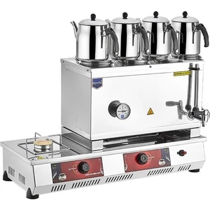 Tüplü Çay Kazanı Dört Demlikli 43 Litre Çay Ocağı Makinesi