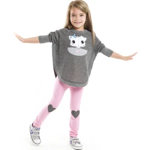 MSHB&G Sevgili Kedicik Kız Çocuk Sweatshirt Tayt Takım