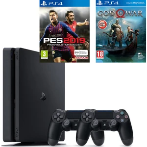 PS4 Slim 1Tb Oyun Konsolu + 2. PS4 Kol + PS4 Pes 19 + PS4 God Of War