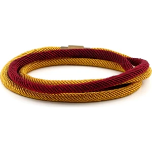 Bordo Sarı Çift Sıra Manyetik Klips Erkek Bileklik Bt469