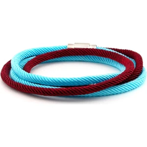 Bordo Mavi Çift Sıra Manyetik Klips Erkek Bileklik Bt471