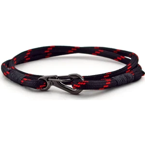 Kırmızı Siyah Paracord Metal Kancalı Sarma Erkek Bileklik Bt544