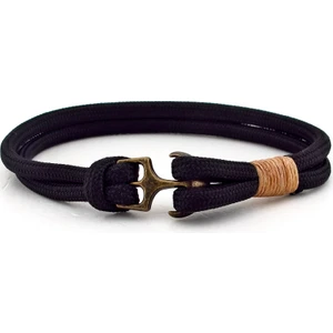 Siyah Paracord Bronz Çapalı Denizci Erkek Bileklik Bt548