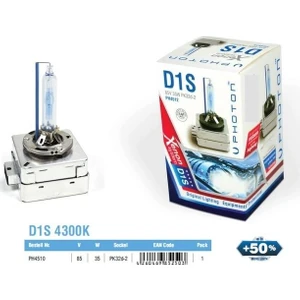D1S 4300K Xenon Ampül %50 Fazla Işık 2 Adetli
