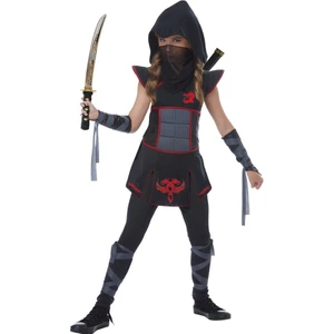 Hkostüm Casus Ninja Kız Çocuk Kostümü Lüks 13-14 Yaş Siyah