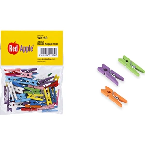 hobi24 Renkli Ahşap Klips Mandal 25mm - 50 Adet