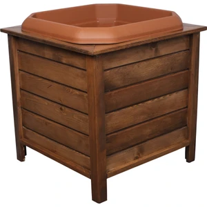 2mm Ahşap Saksı Doğal  Çam Ceviz  kare 57x57  Y61 Cm