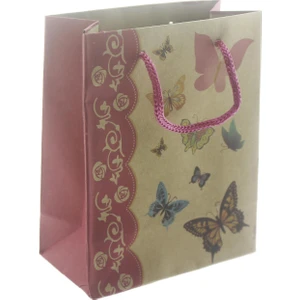 Mutlu Adım 12 Adet 11 x 14 cm Kelebekli Kraft Karton Çanta